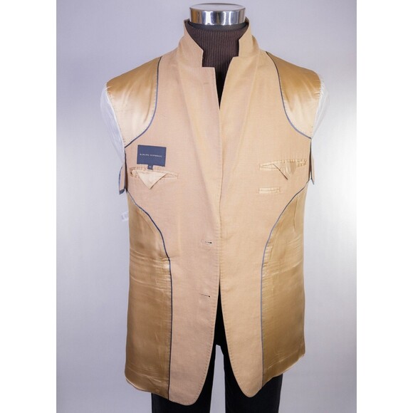 Banana Republic Sport Coat Patch Pockets Solid Beige Sz 42S 100% LINEN 2-Button - Picture 10 of 14